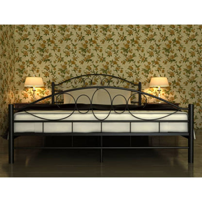 Letto con Materasso Nero in Metallo 180x200 cm | homemem39