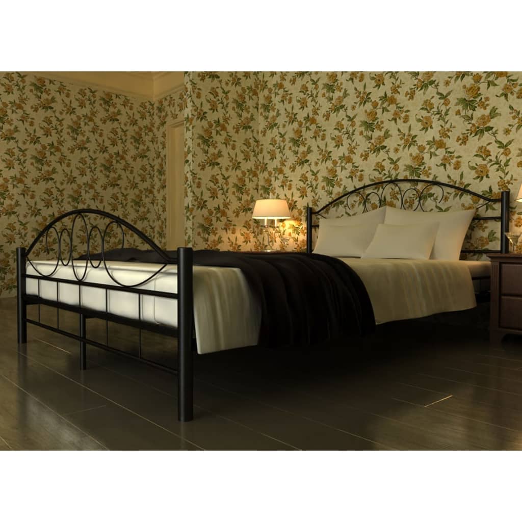 Letto con Materasso Nero in Metallo 180x200 cm | homemem39