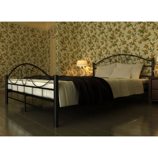 Letto con Materasso Nero in Metallo 180x200 cm | homemem39