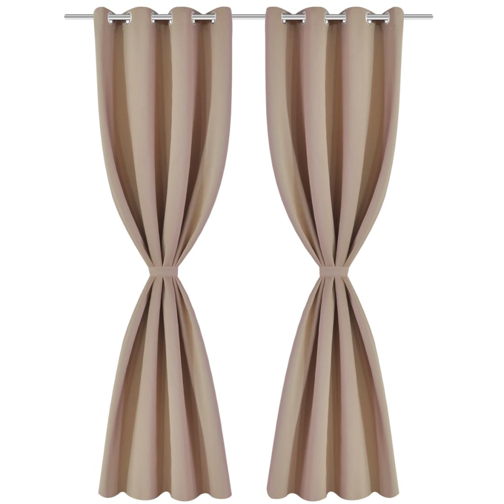 Tende Oscuranti Blackout Crema con Anelli di Metallo 135 x 245 cm 2 pz | homemem39