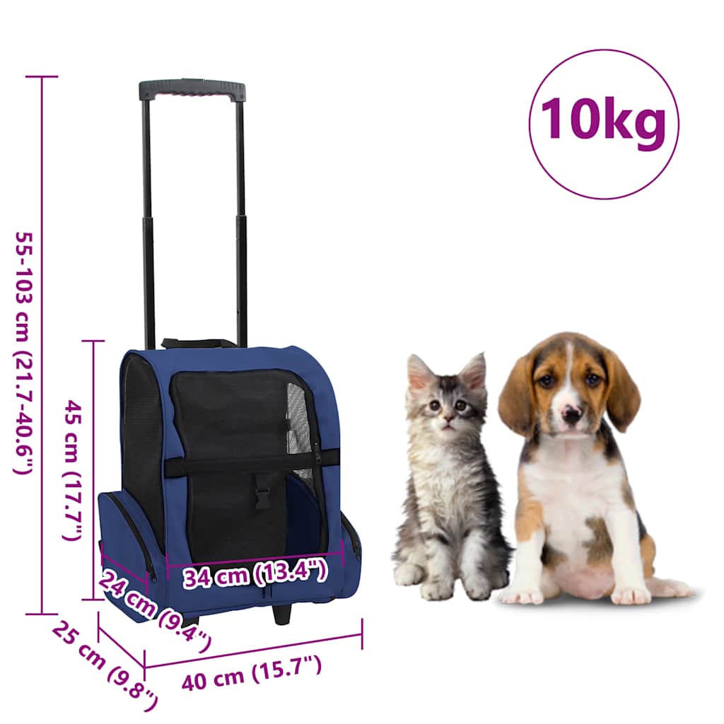Trolley Trasportino per Animali Pieghevole Multifunzione Blu | homemem39