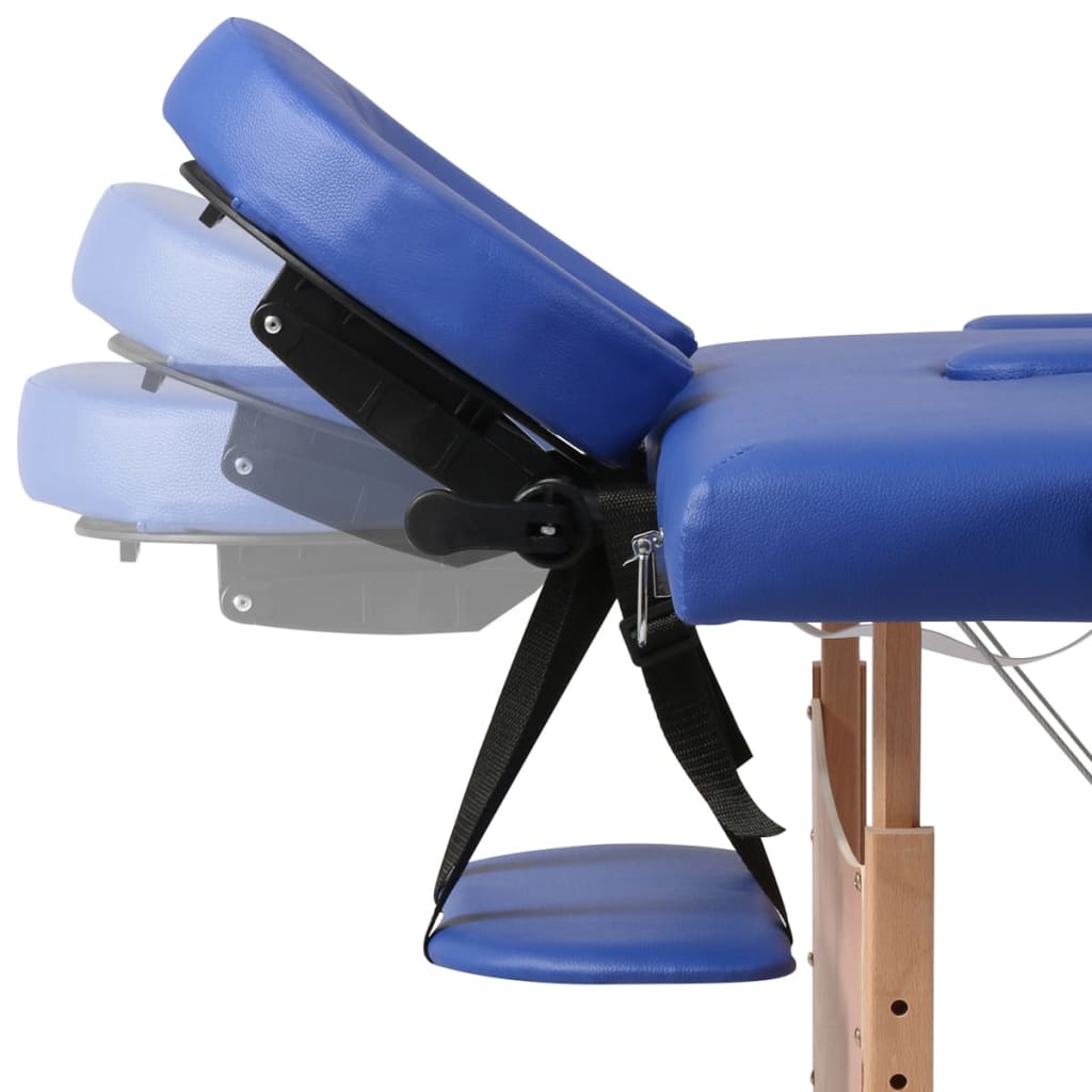 Lettino Pieghevole da Massaggio Blu 2 Zone con Telaio Legno | homemem39