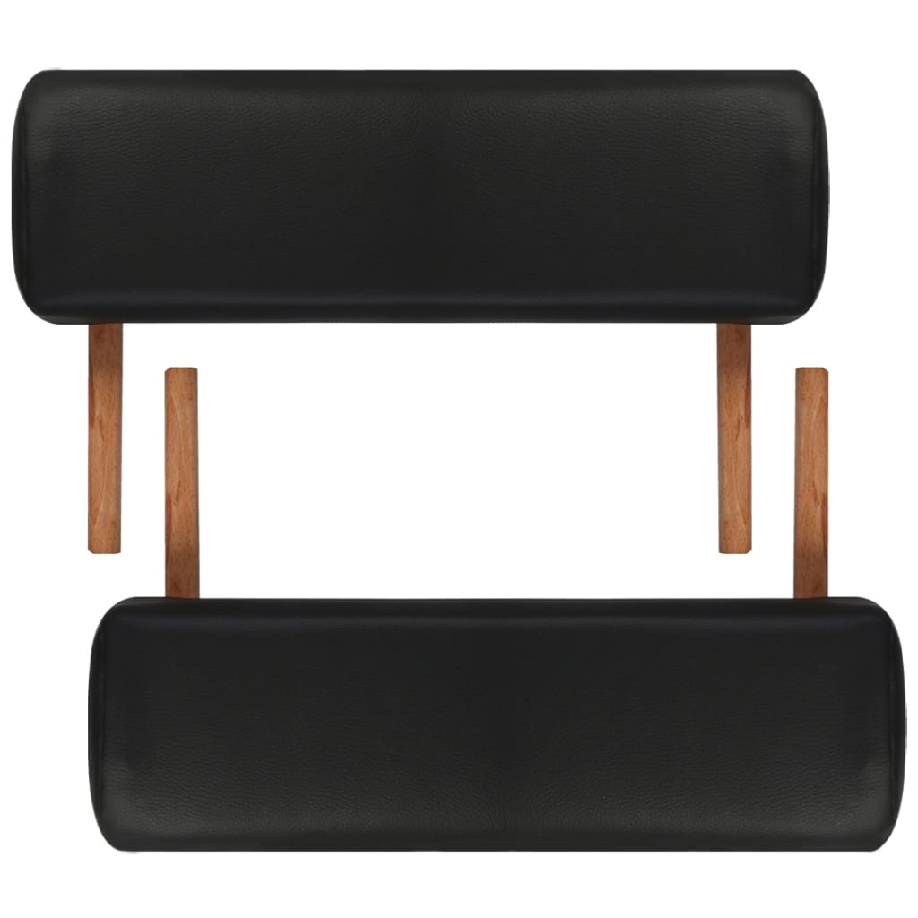 Lettino Pieghevole da Massaggio Nero 2 Zone con Telaio Legno | homemem39