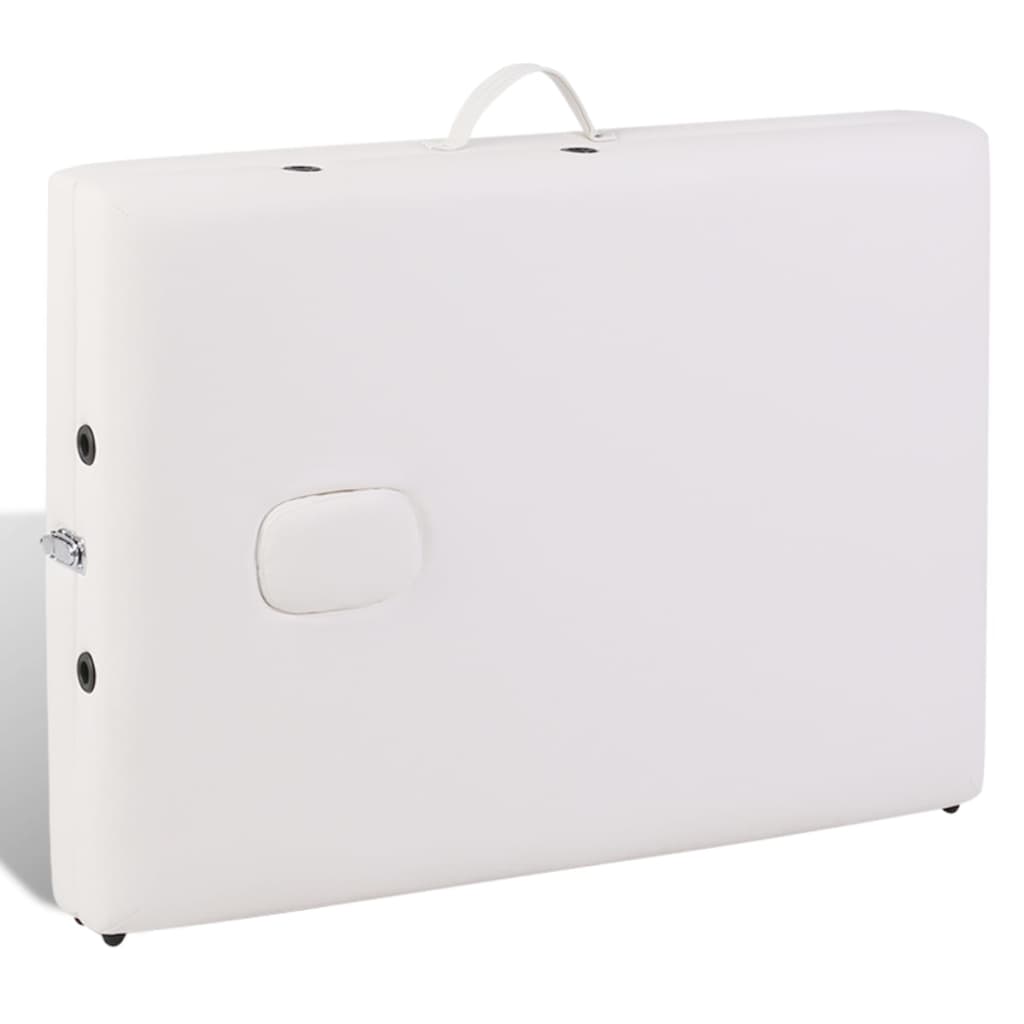 Lettino Pieghevole da Massaggio Crema 2 Zone con Telaio Legno - homemem39