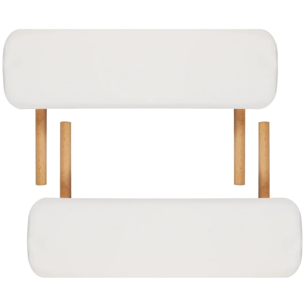 Lettino Pieghevole da Massaggio Crema 2 Zone con Telaio Legno | homemem39