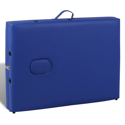 Lettino Pieghevole da Massaggio Blu 3 Zone con Telaio Legno | homemem39