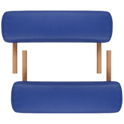 Lettino Pieghevole da Massaggio Blu 3 Zone con Telaio Legno | homemem39