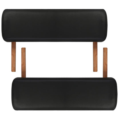Lettino Pieghevole da Massaggio Nero 3 Zone con Telaio Legno | homemem39