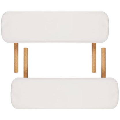 Lettino Pieghevole da Massaggio Crema 3 Zone con Telaio Legno | homemem39
