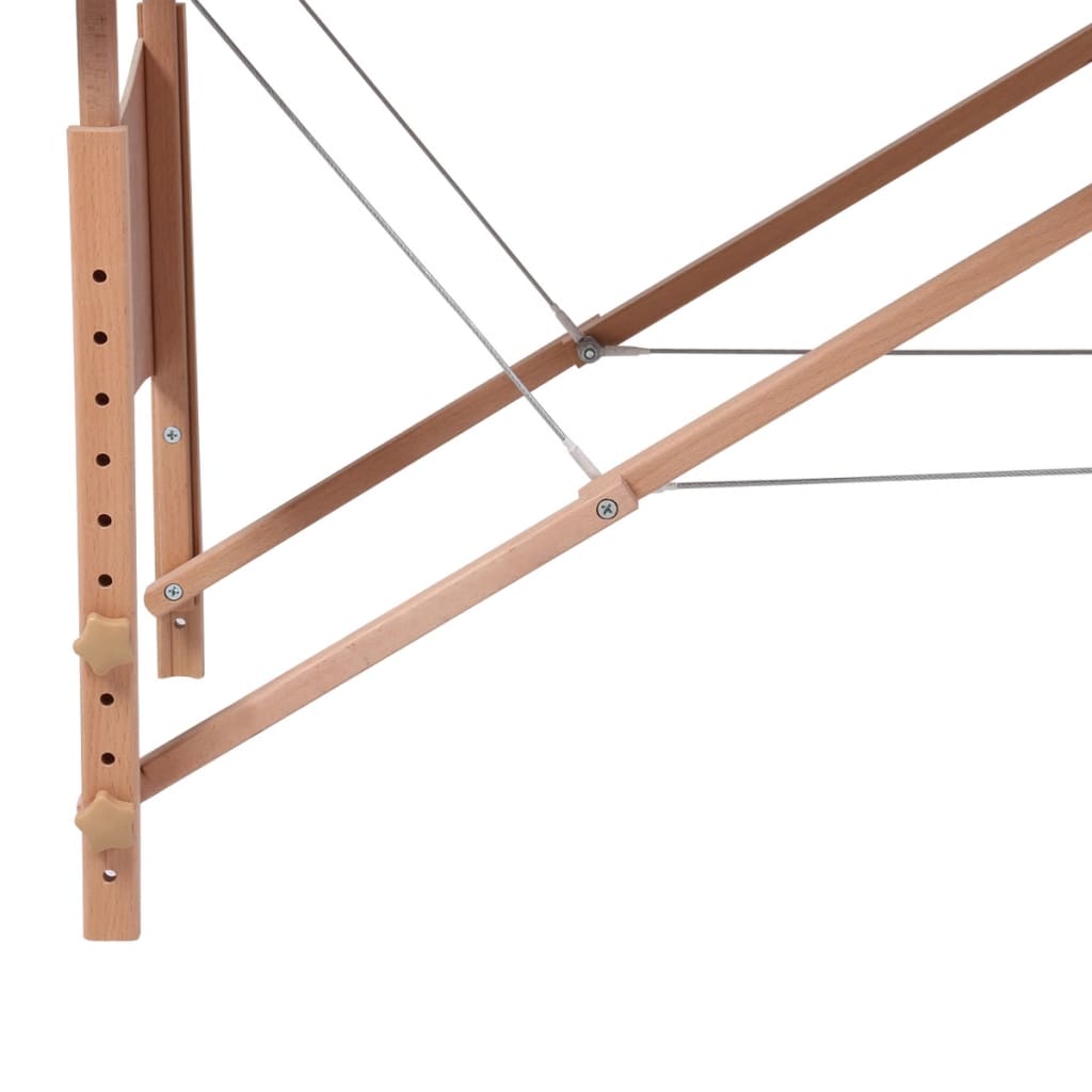 Lettino Pieghevole da Massaggio Crema 4 Zone con Telaio Legno | homemem39
