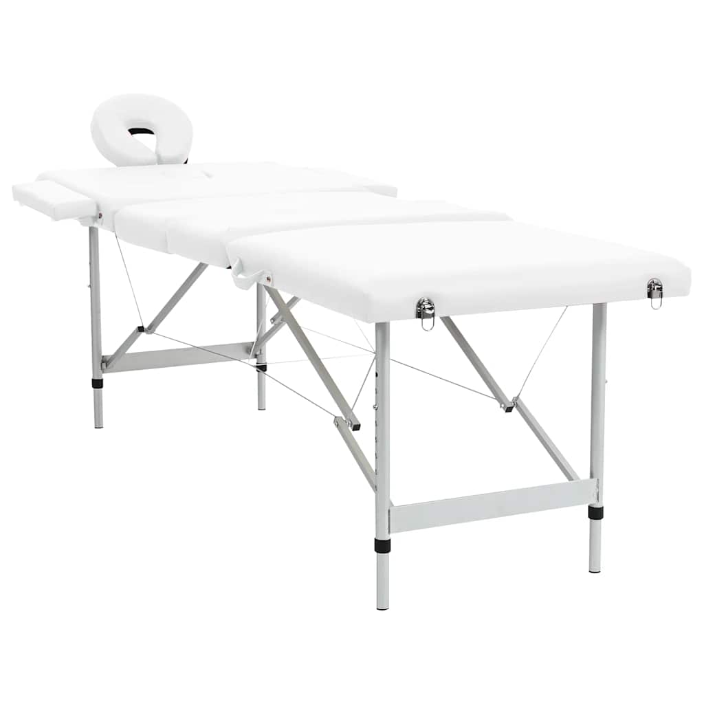 Lettino Massaggio Pieghevole Bianco Crema 4 Zone con Telaio Alluminio | homemem39