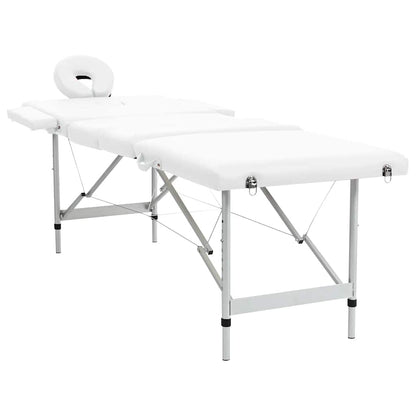 Lettino Massaggio Pieghevole Bianco Crema 4 Zone con Telaio Alluminio | homemem39