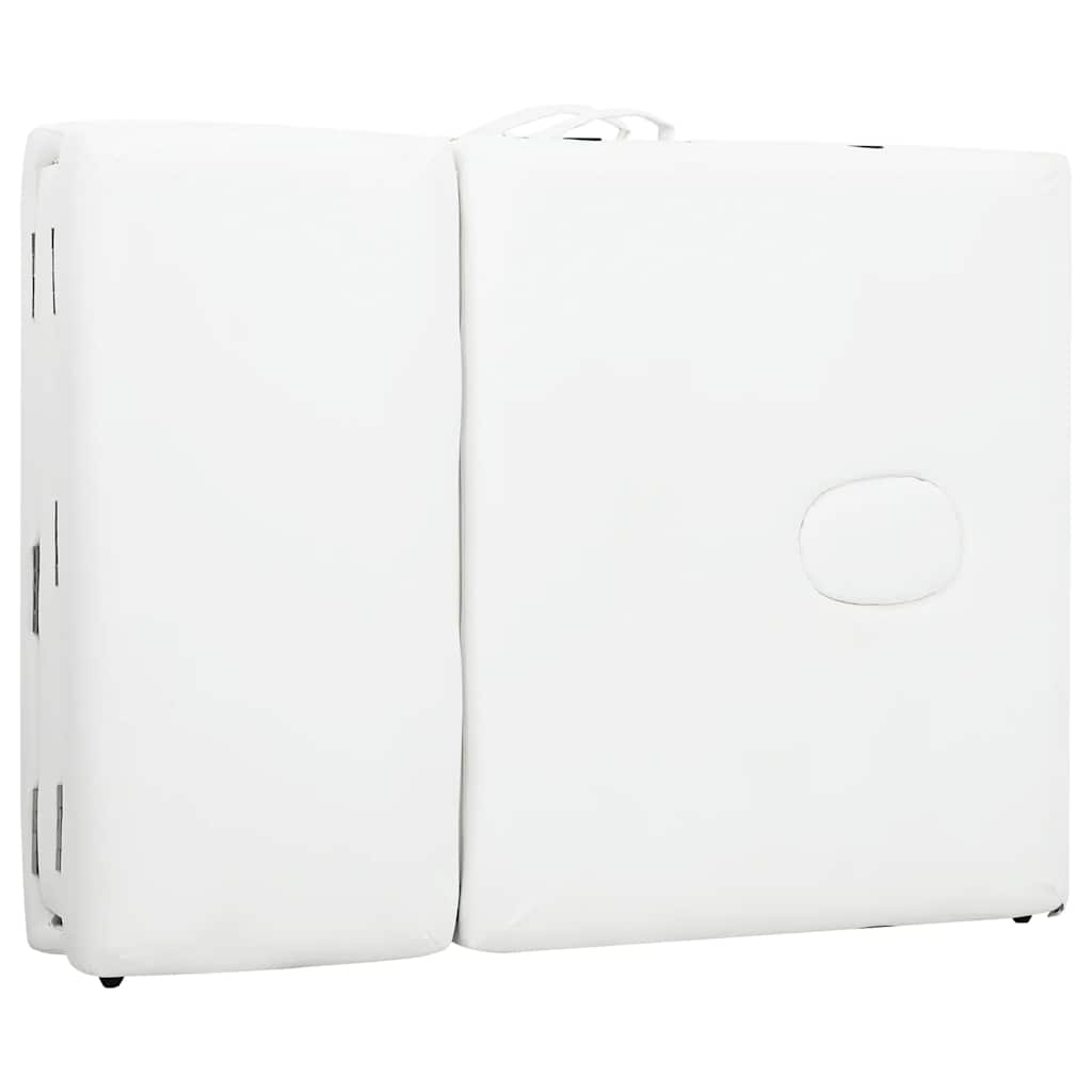 Lettino Massaggio Pieghevole Bianco Crema 4 Zone con Telaio Alluminio | homemem39