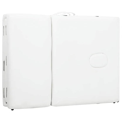 Lettino Massaggio Pieghevole Bianco Crema 4 Zone con Telaio Alluminio | homemem39