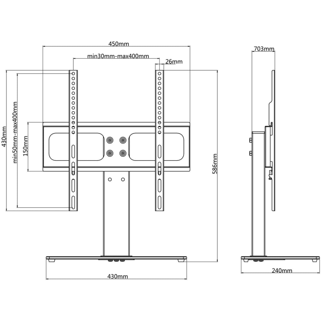 Piedistallo TV per Schermo 26" - 42" Max VESA 400x400 mm 30kg