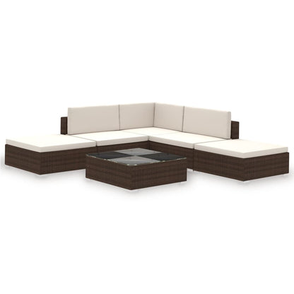 Set Divani da Giardino 6 pz con Cuscini in Polyrattan Marrone - homemem39