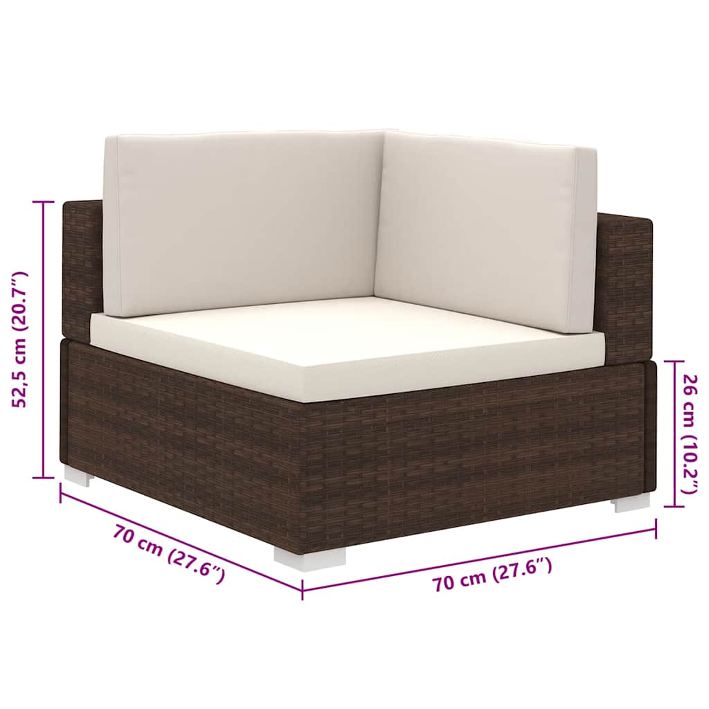 Set Divani da Giardino 8 pz con Cuscini in Polyrattan Marrone - homemem39