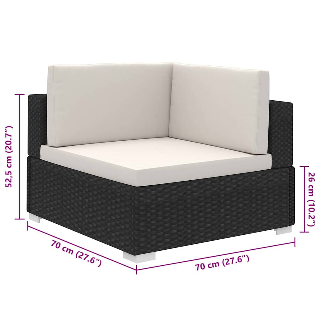 Set Divani da Giardino 8 pz con Cuscini in Polyrattan Nero - homemem39