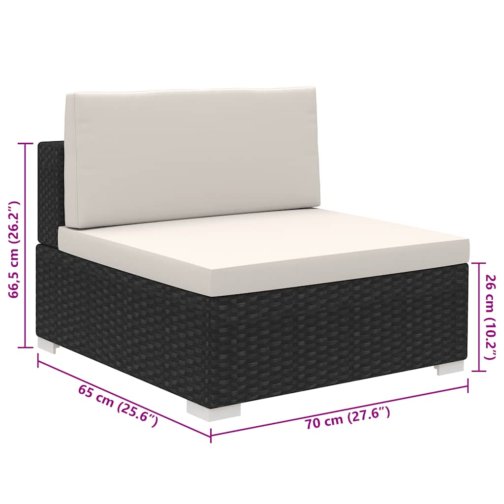 Set Divani da Giardino 8 pz con Cuscini in Polyrattan Nero - homemem39