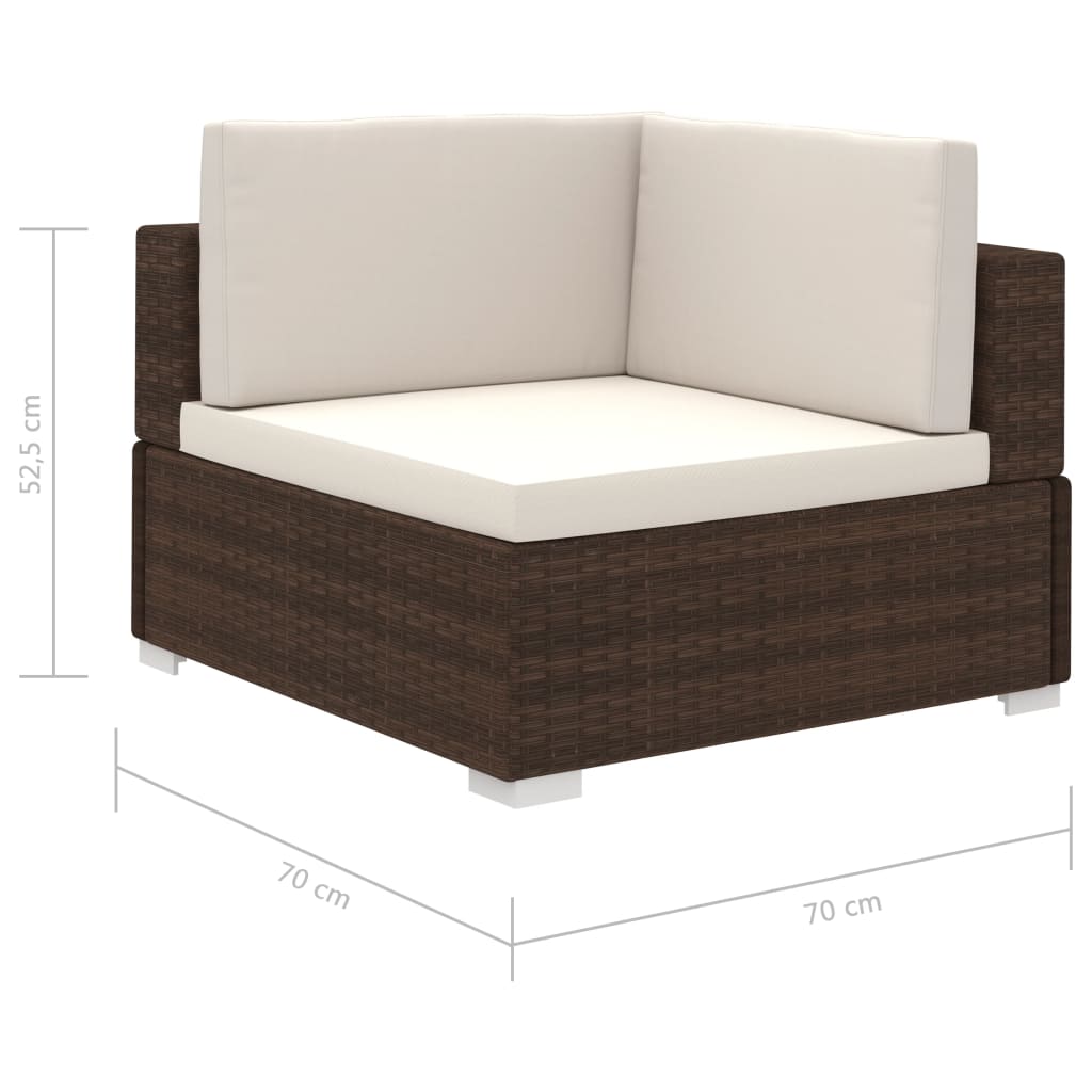 Set Divani da Giardino 12 pz con Cuscini in Polyrattan Marrone - homemem39