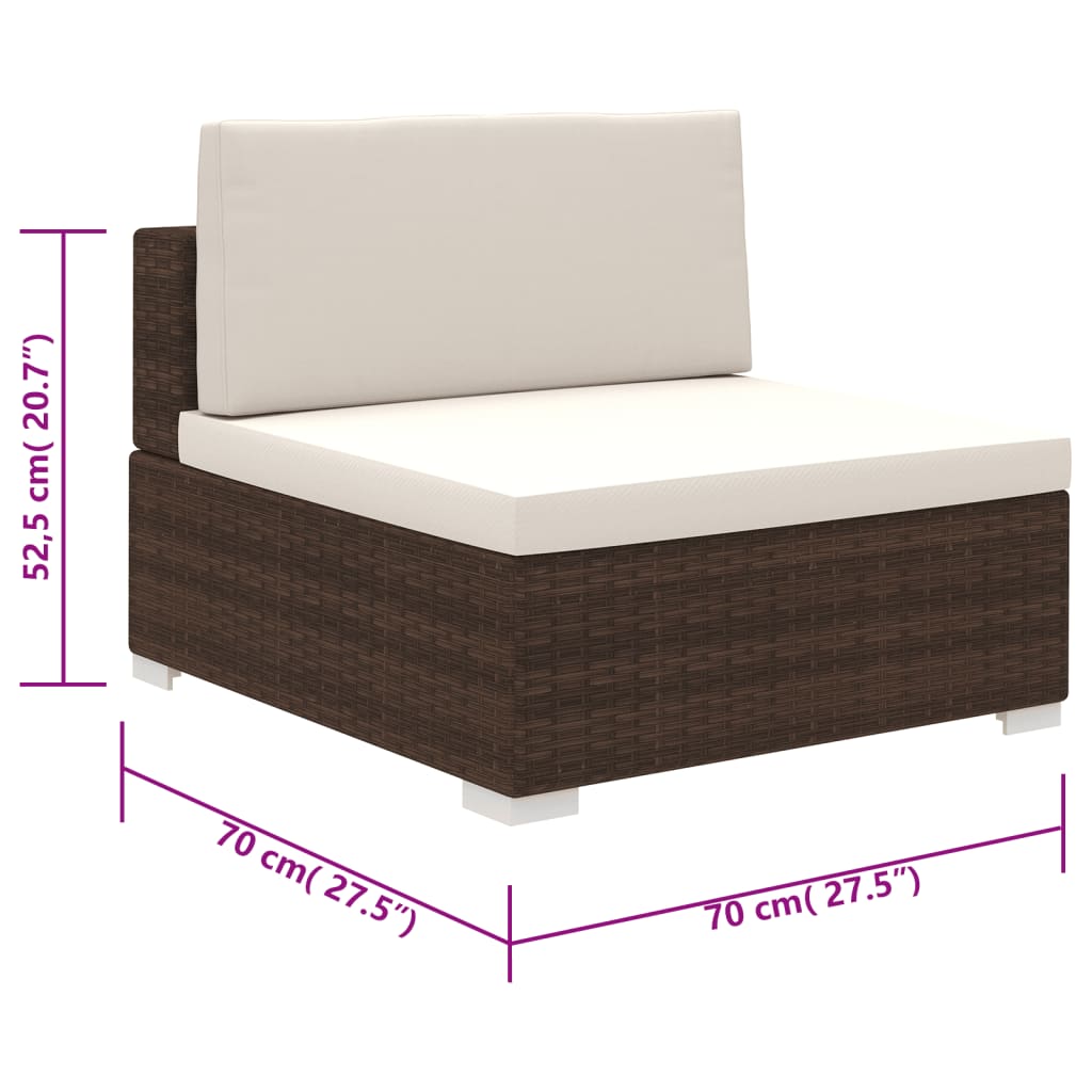 Set Divani da Giardino 6 pz con Cuscini in Polyrattan Marrone - homemem39