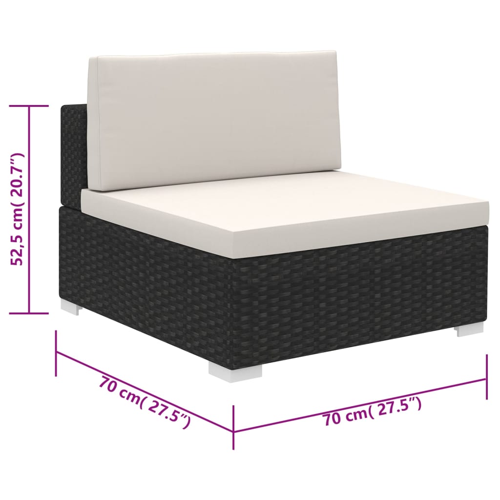 Set Divani da Giardino 6 pz con Cuscini in Polyrattan Nero - homemem39