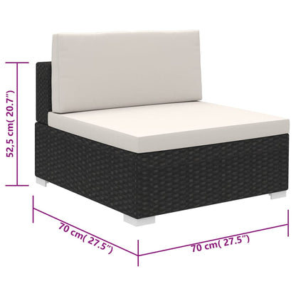 Set Divani da Giardino 6 pz con Cuscini in Polyrattan Nero - homemem39