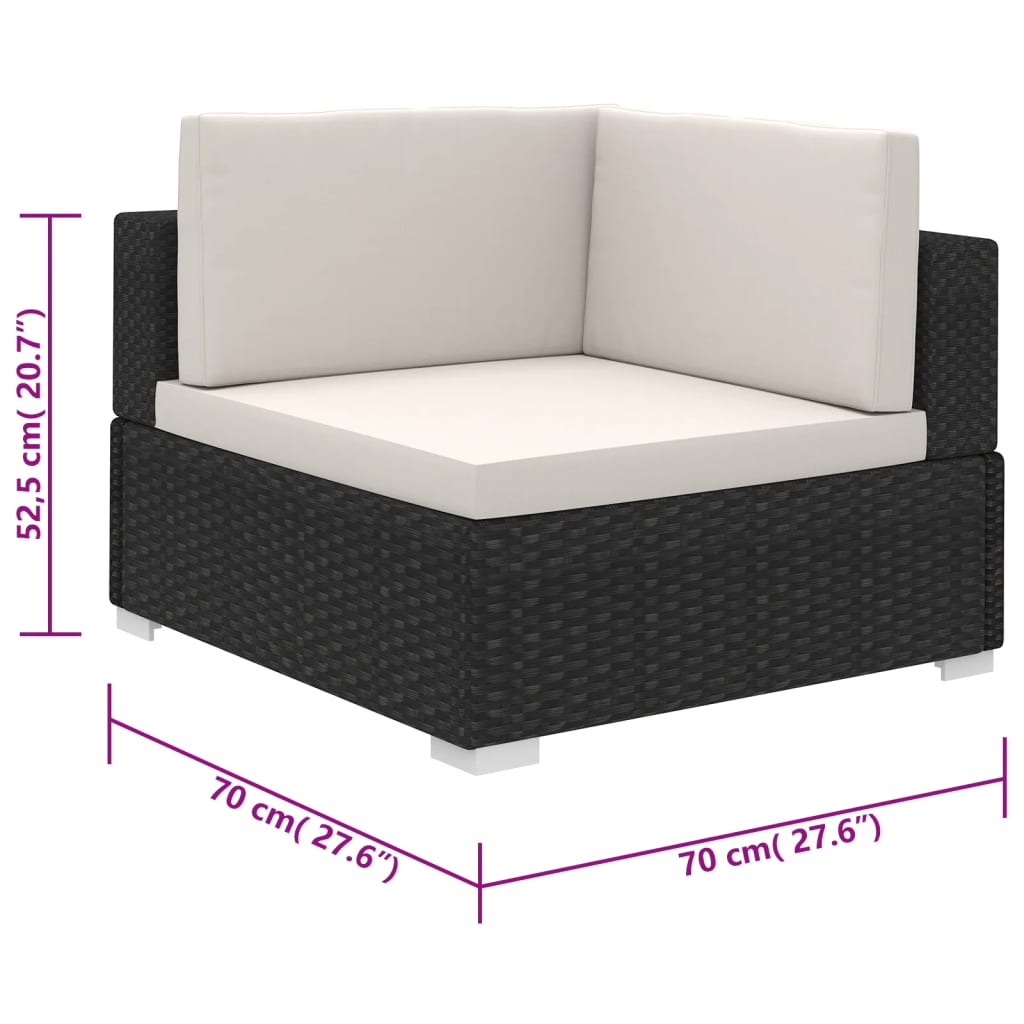 Set Divani da Giardino 6 pz con Cuscini in Polyrattan Nero - homemem39