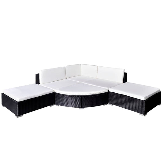 Set Divani da Giardino 6 pz con Cuscini in Polyrattan Nero - homemem39