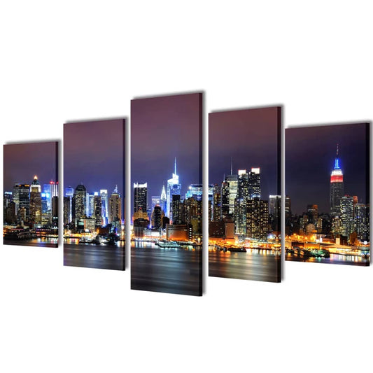 5 pz Set Stampa su Tela da Muro Panorama New York a Colori 100 x 50 cm - homemem39