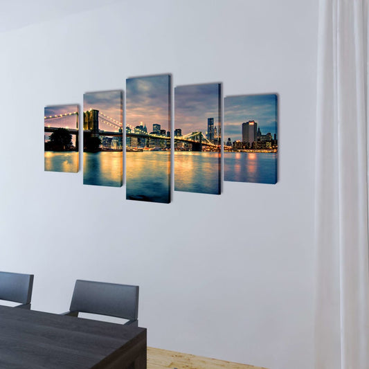 Set Stampa su Tela da Muro Vista Ponte di Brooklyn 200x100 cm - homemem39