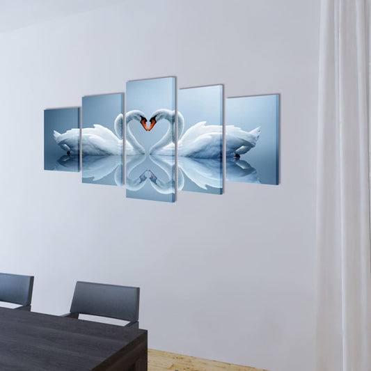 Set Stampa su Tela da Muro 5 pz Cigno 100 x 50 cm - homemem39
