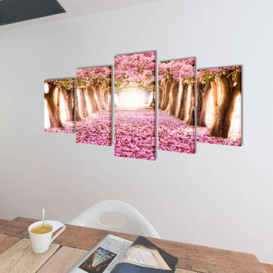 5 pz Set Stampa su Tela da Muro Fiori di Ciliegio 100 x 50 cm - homemem39