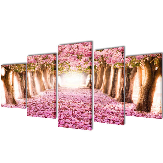 5 pz Set Stampa su Tela da Muro Fiori di Ciliegio 200 x 100 cm - homemem39