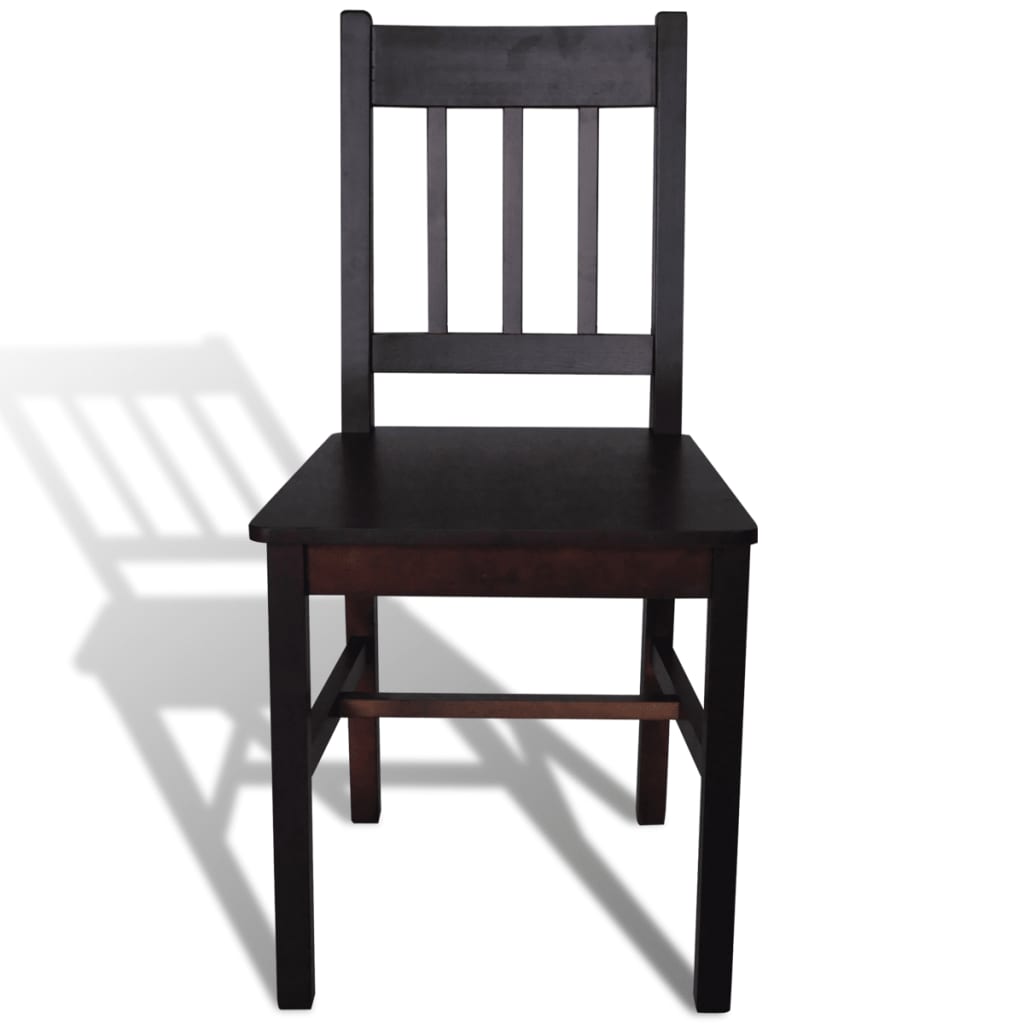 Sedie da Pranzo 4 pz Marrone Scuro in Legno di Pino | homemem39