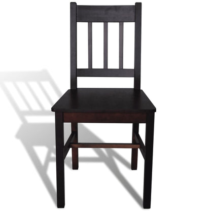 Sedie da Pranzo 4 pz Marrone Scuro in Legno di Pino | homemem39