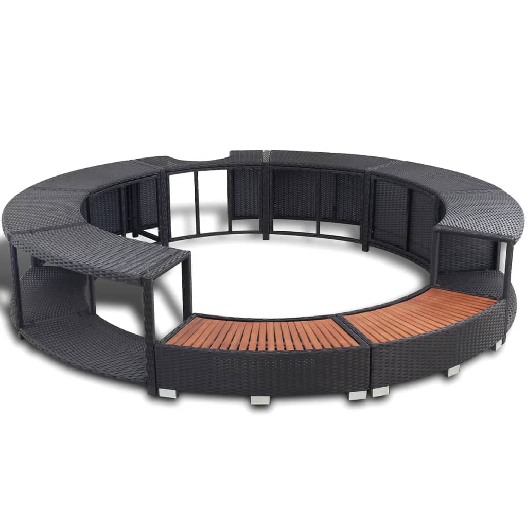 Bordo per Vasca da Spa in Polyrattan Nero - homemem39