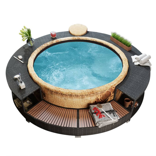 Bordo per Vasca da Spa in Polyrattan Nero - homemem39