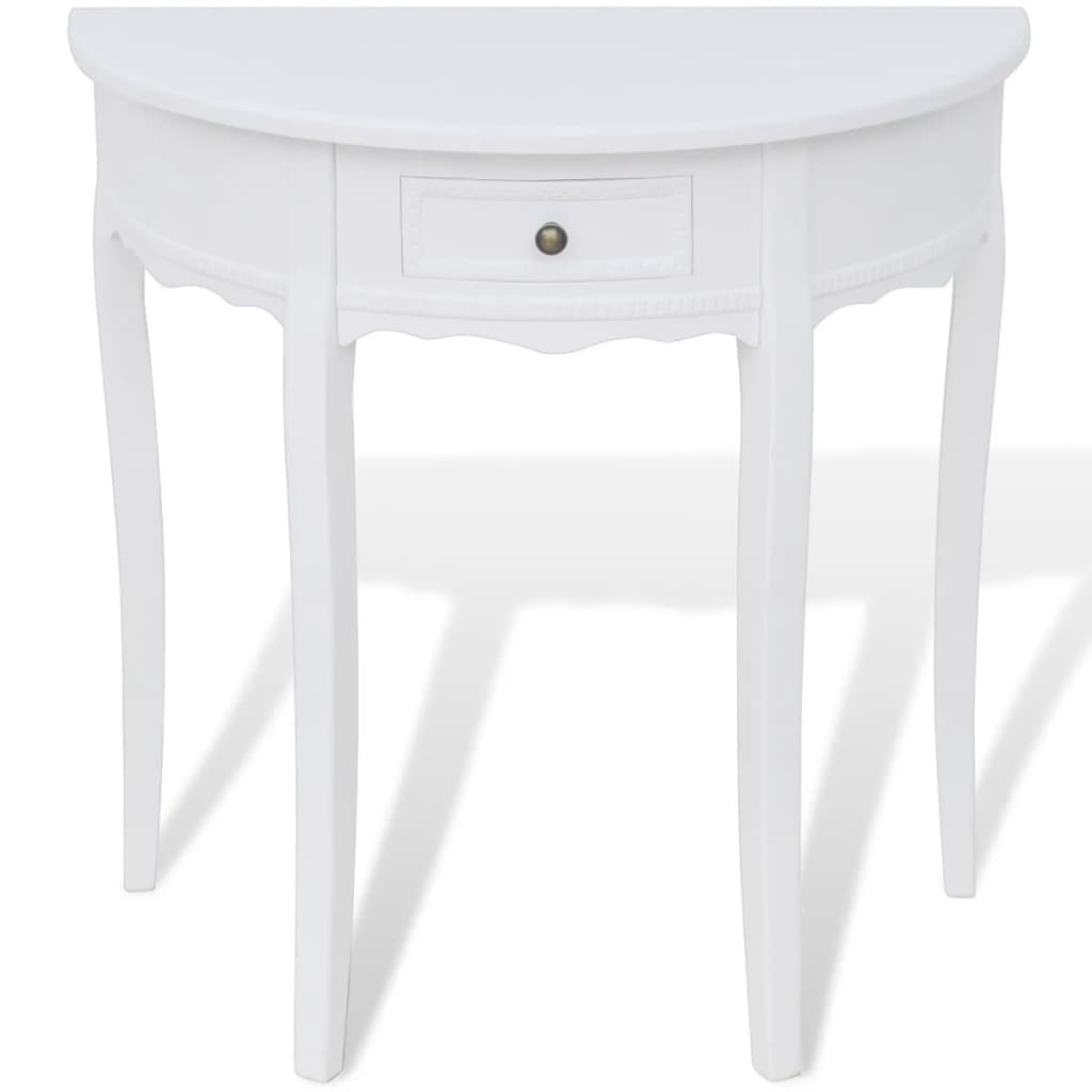 Tavolo Consolle con Cassetto Semicircolare Bianco | homemem39