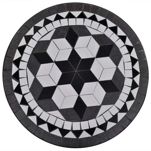 Tavolo da Bistrot Nero e Bianco 60 cm a Mosaico - homemem39