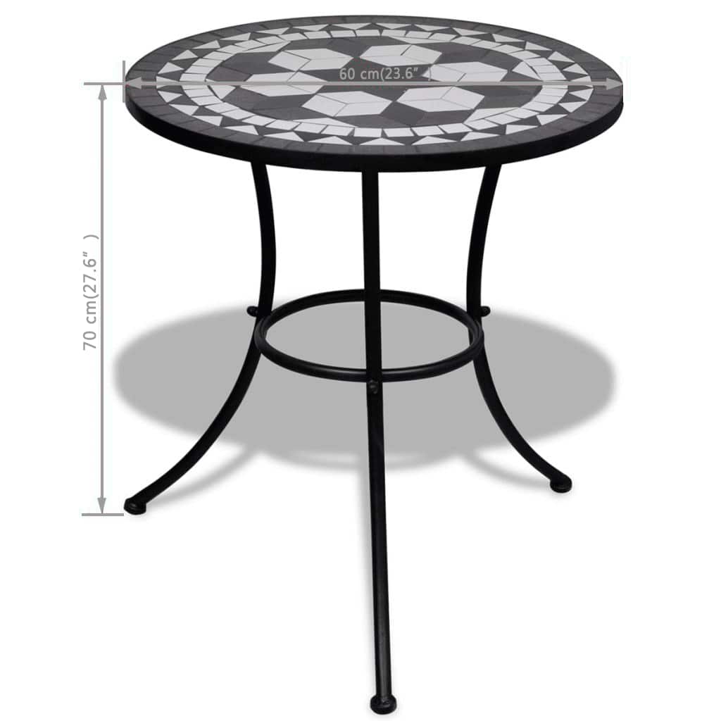 Tavolo da Bistrot Nero e Bianco 60 cm a Mosaico | homemem39