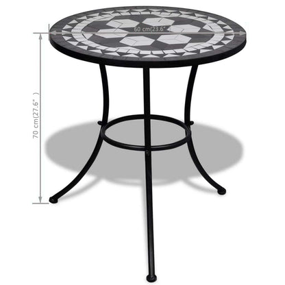 Tavolo da Bistrot Nero e Bianco 60 cm a Mosaico | homemem39