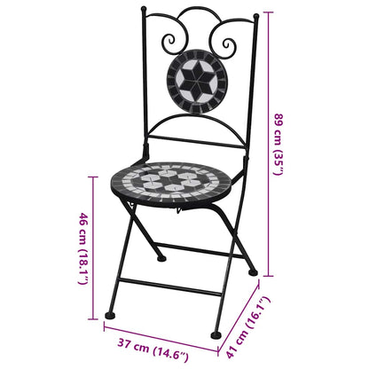 Sedie da Bistrot Pieghevoli 2 pz in Ceramica Nero e Bianco - homemem39