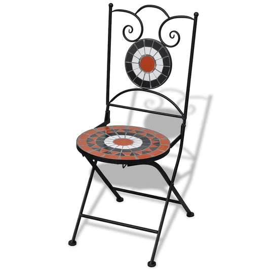 Sedie da Bistrot Pieghevoli 2 pz Ceramica Terracotta e Bianco - homemem39