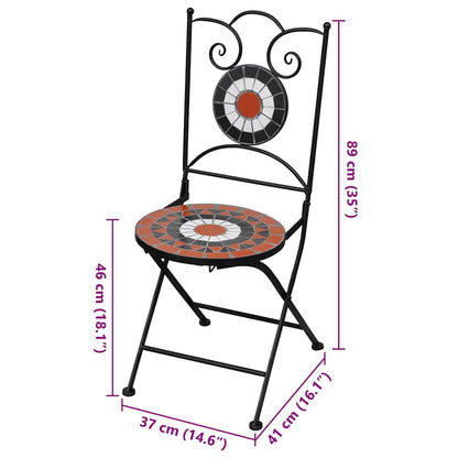 Sedie da Bistrot Pieghevoli 2 pz Ceramica Terracotta e Bianco - homemem39