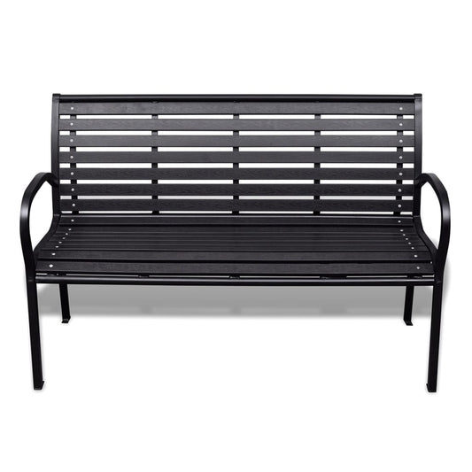 Panchina da Giardino 125 cm Nera in Acciaio e WPC - homemem39