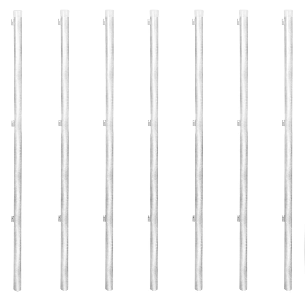 Recinzione in Rete con Pali in Acciaio Zincato 15x1 m Argento | homemem39
