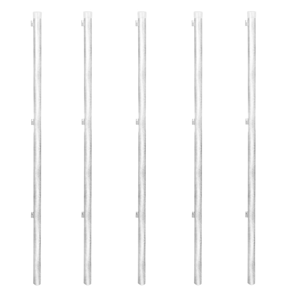 Recinzione a Rete con Pali e Spuntoni Acciaio Zincato 15x1 m