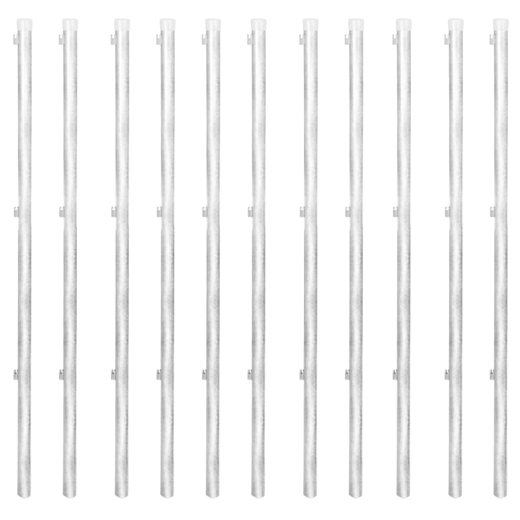 Recinzione a Rete con Pali e Spuntoni Acciaio Zincato 25x1,5 m | homemem39
