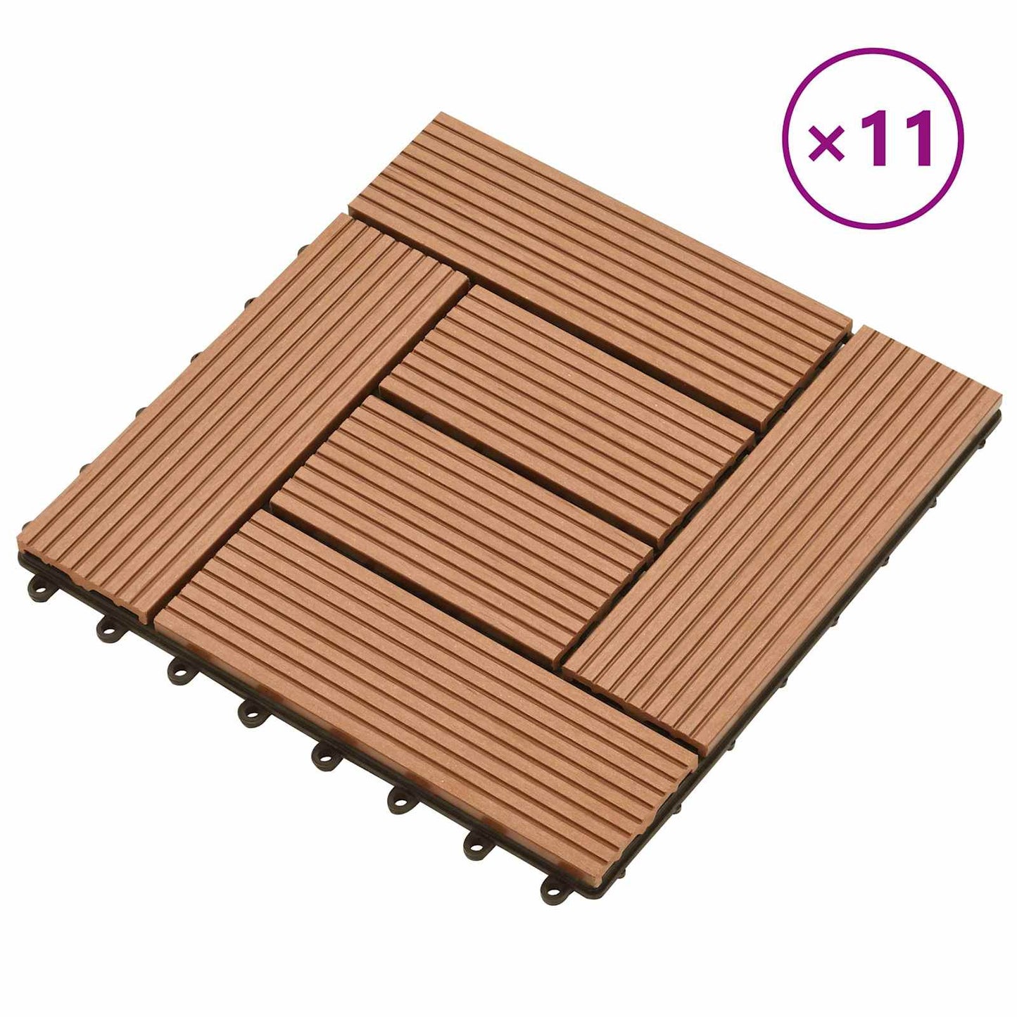 Piastrella per Decking 11 pcs Marrone 30 x 30 cm WPC | homemem39